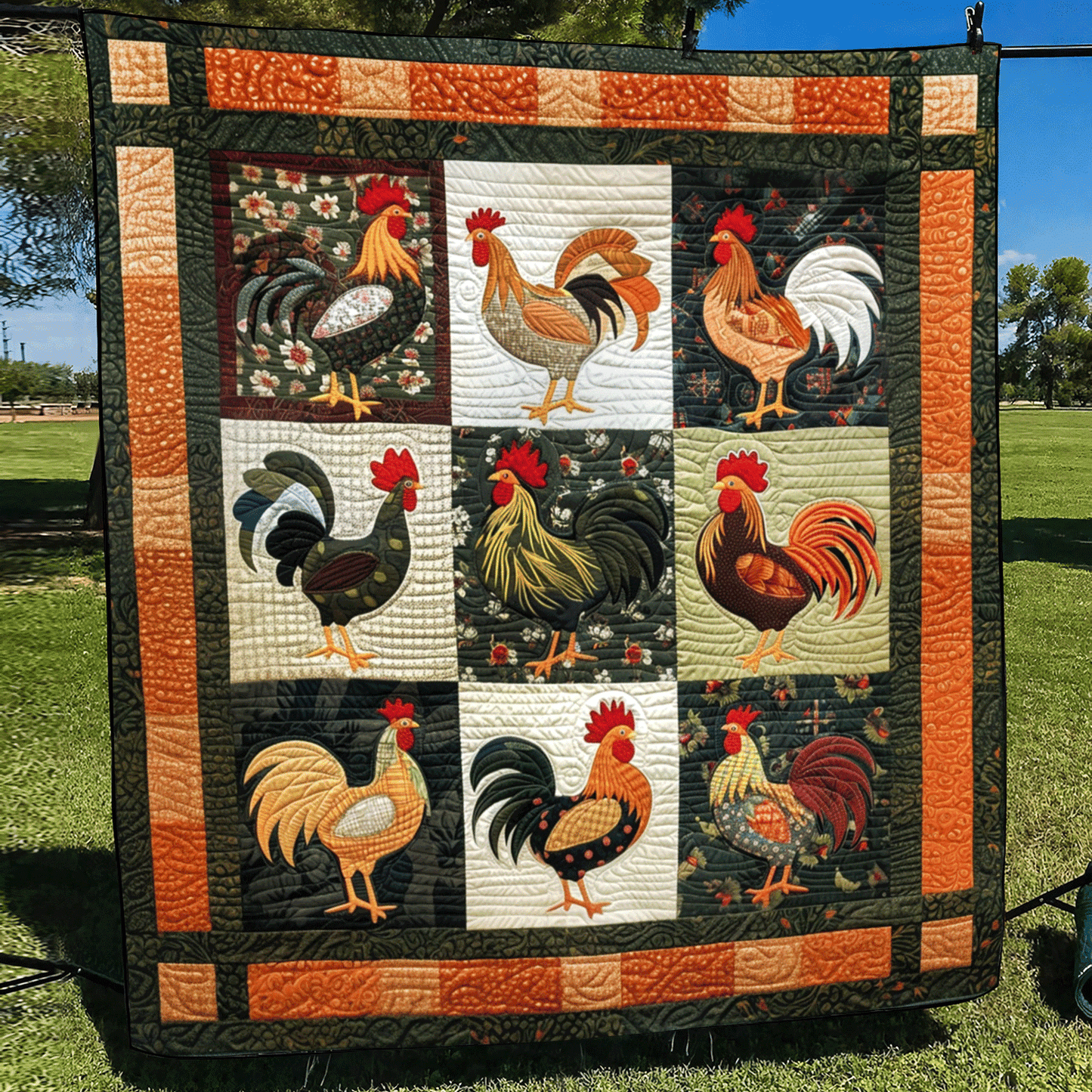 Farmstead Fowl Quilted Blanket - Throw (55" x 60")