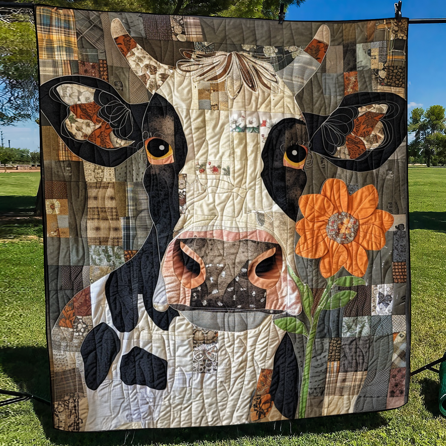 Farmyard Flower Fusion Quilted Blanket - Throw (55" x 60")