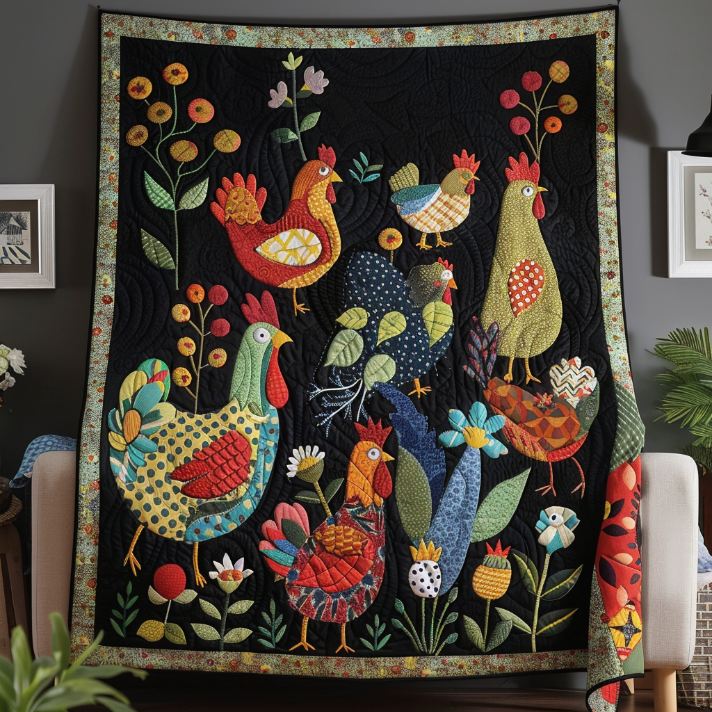 Farmyard Friends Quilted Blanket - Throw (55" x 60")
