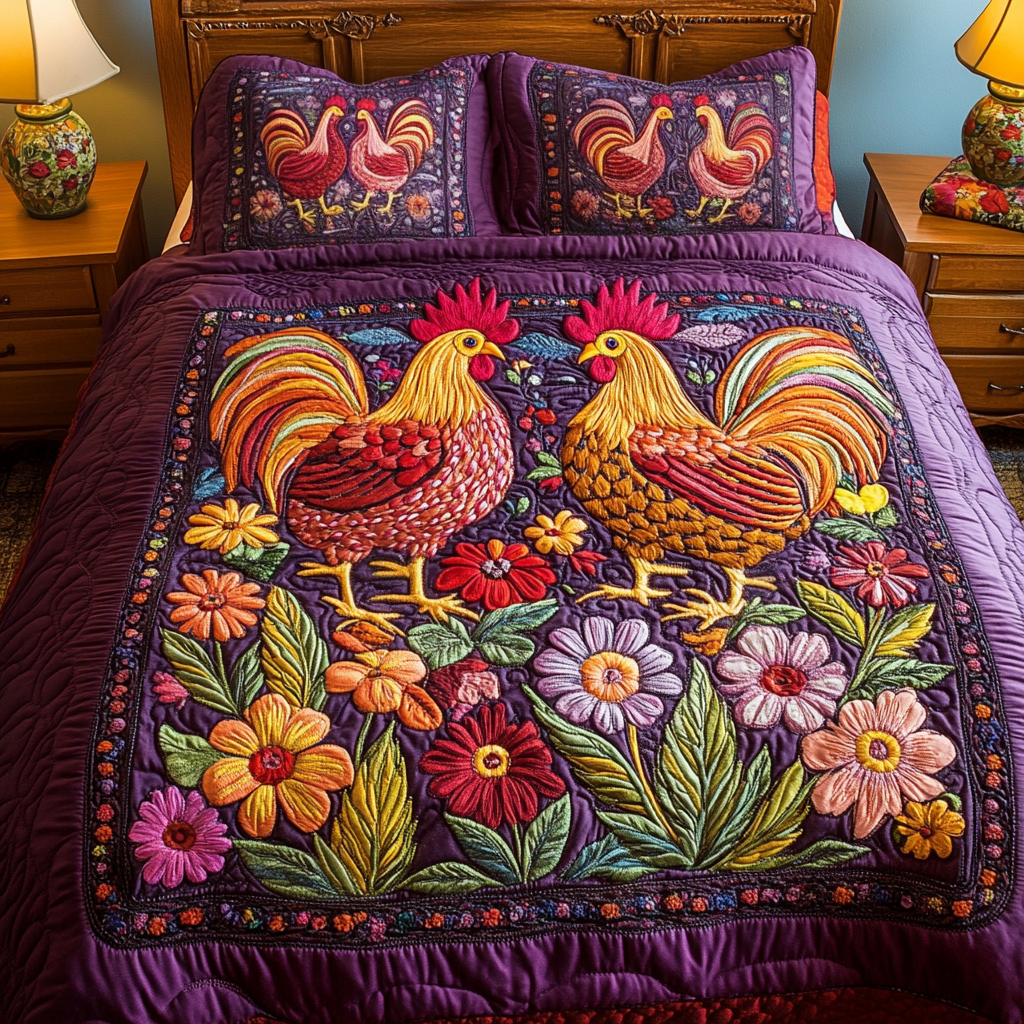 Farmyard Charm 3-Piece Quilted Bedding Set - Single (59" x 70")