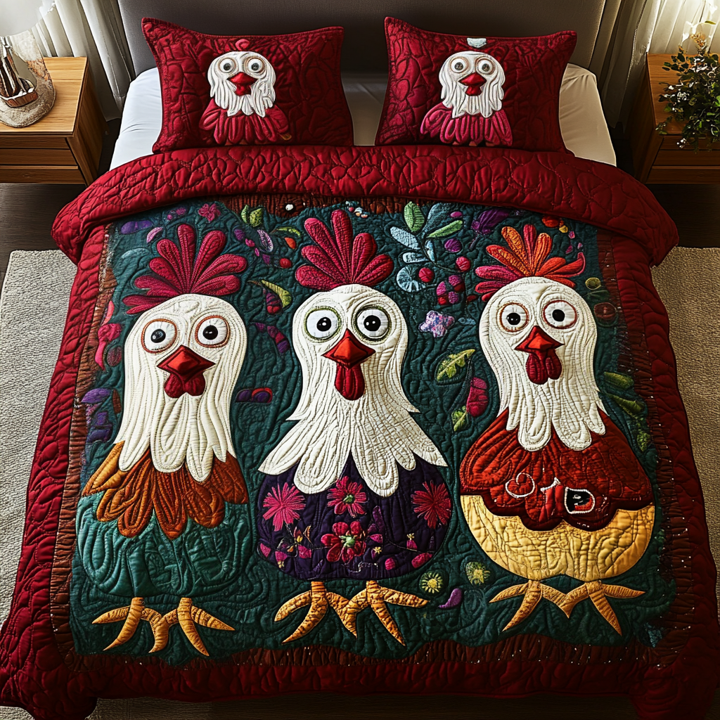 Farmyard Fun 3-Piece Quilted Bedding Set - Single (59" x 70")