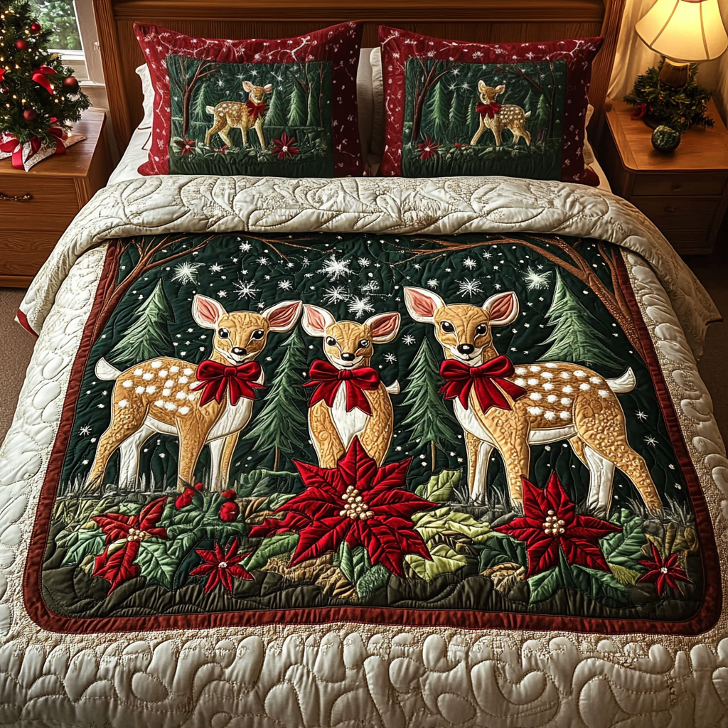 Fawn Delight 3-Piece Quilted Bedding Set - Single (59" x 70")