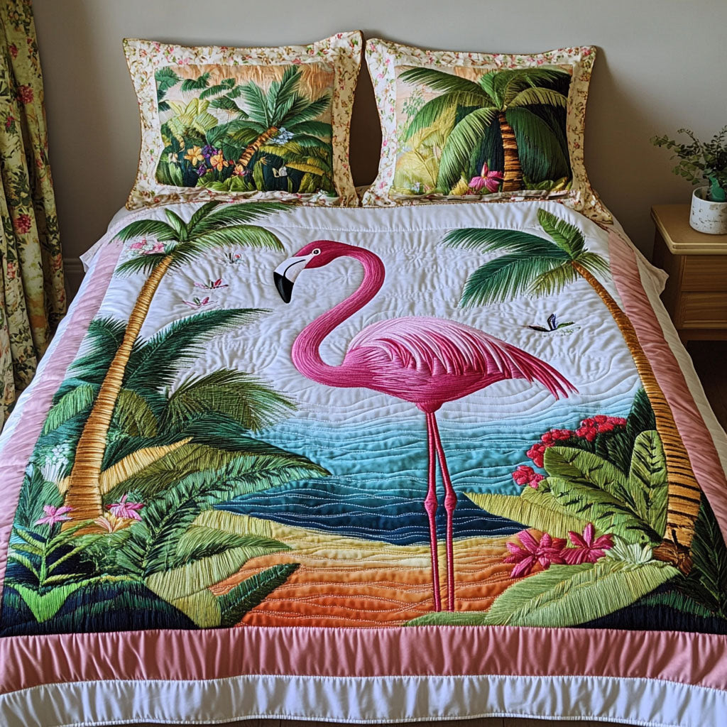 Feathered Charm 3-Piece Quilted Bedding Set - Single (59" x 70")