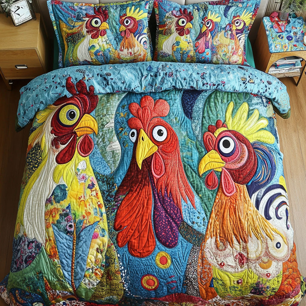 Feathered Elegance 3-Piece Quilted Bedding Set - Single (59" x 70")