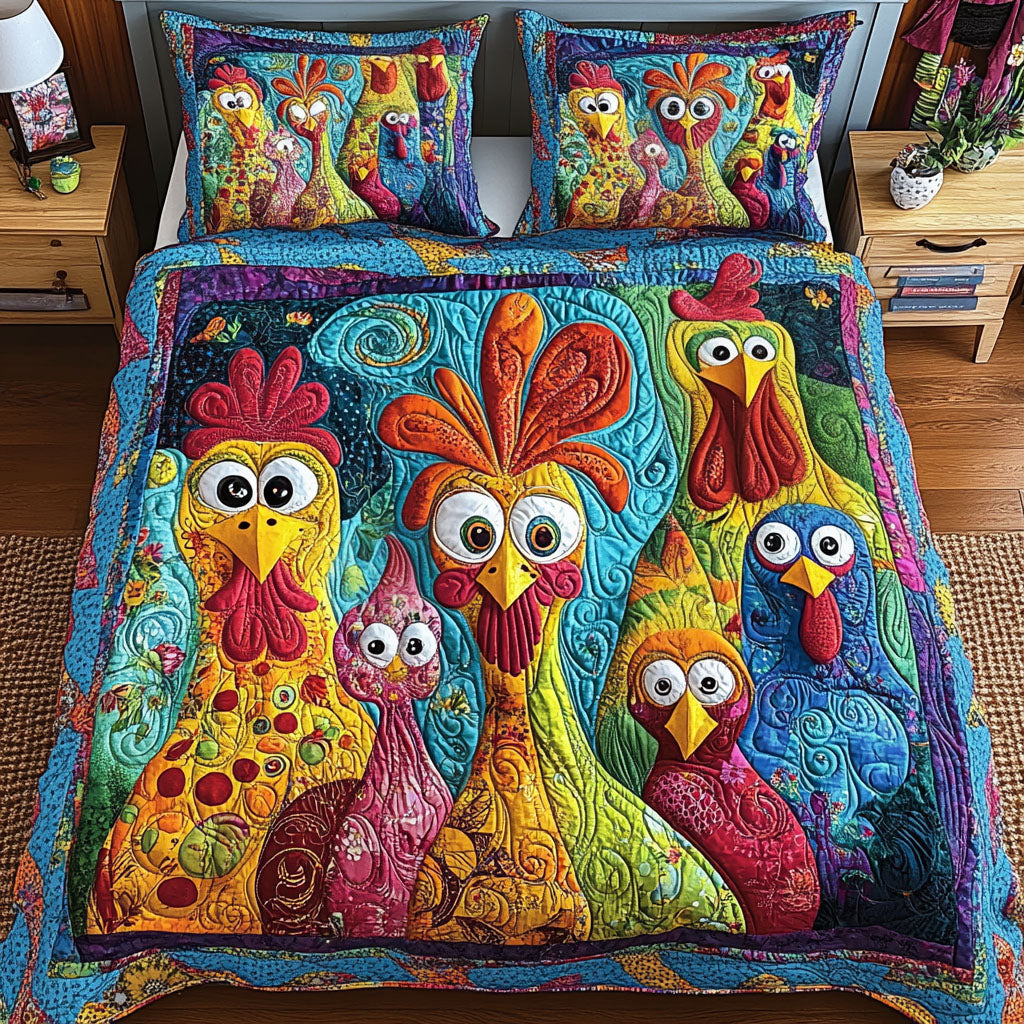 Feathered Friends 3-Piece Quilted Bedding Set - Single (59" x 70")