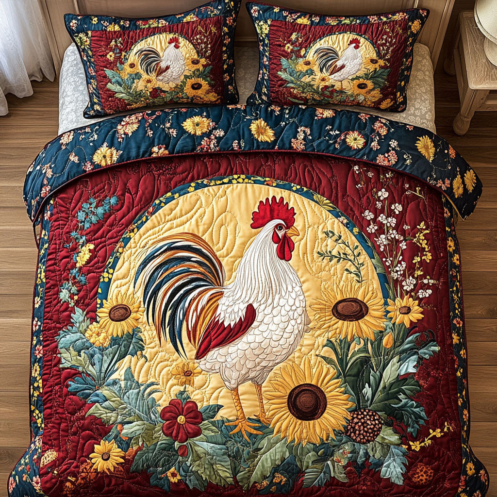 Feathered Glory 3-Piece Quilted Bedding Set - Single (59" x 70")