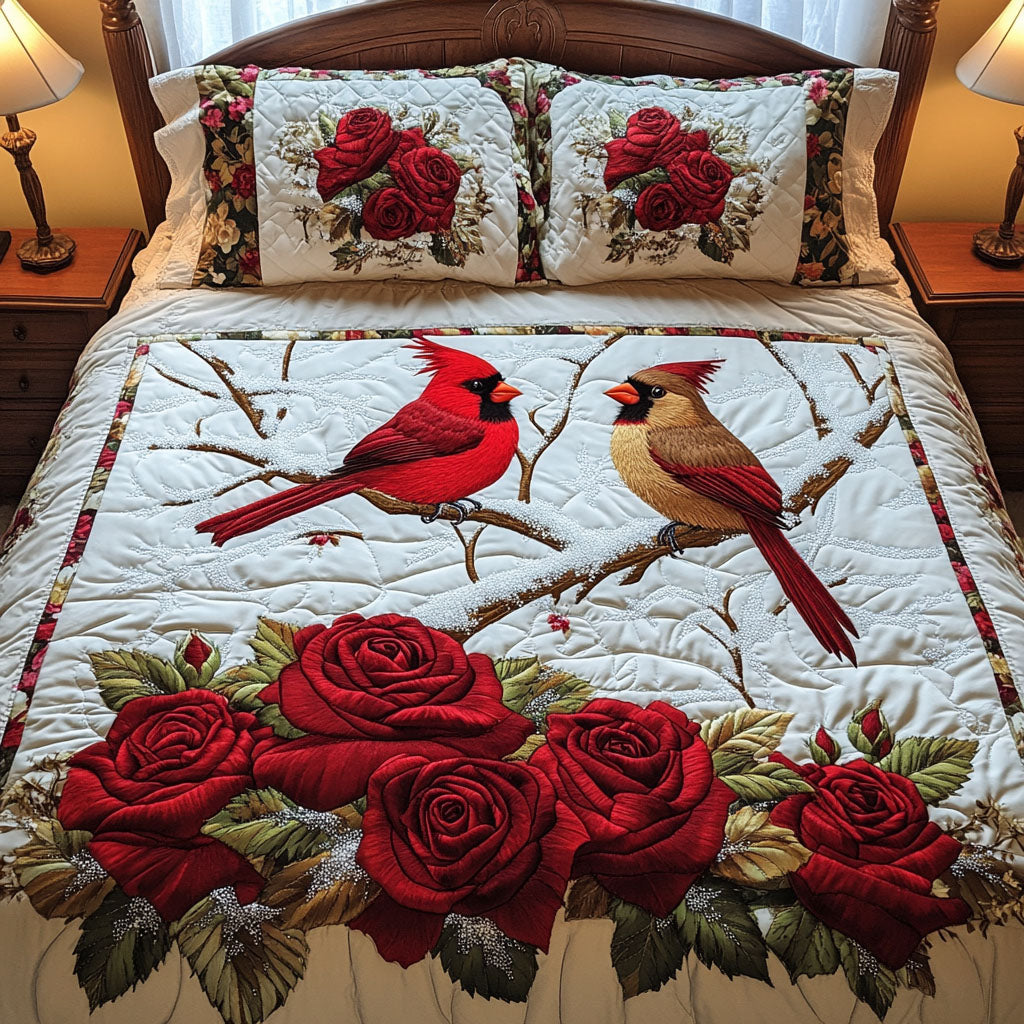 Feathered Soulmates 3-Piece Quilted Bedding Set - Single (59" x 70")