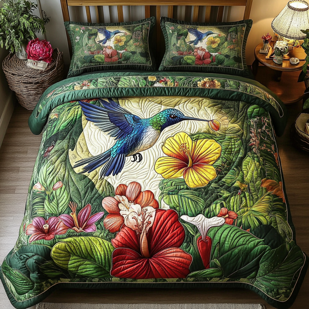 Feathered Delight 3-Piece Quilted Bedding Set - Single (59" x 70")