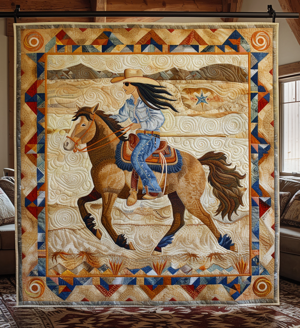Feathered Hoofprints Quilted Blanket - Throw (55" x 60")