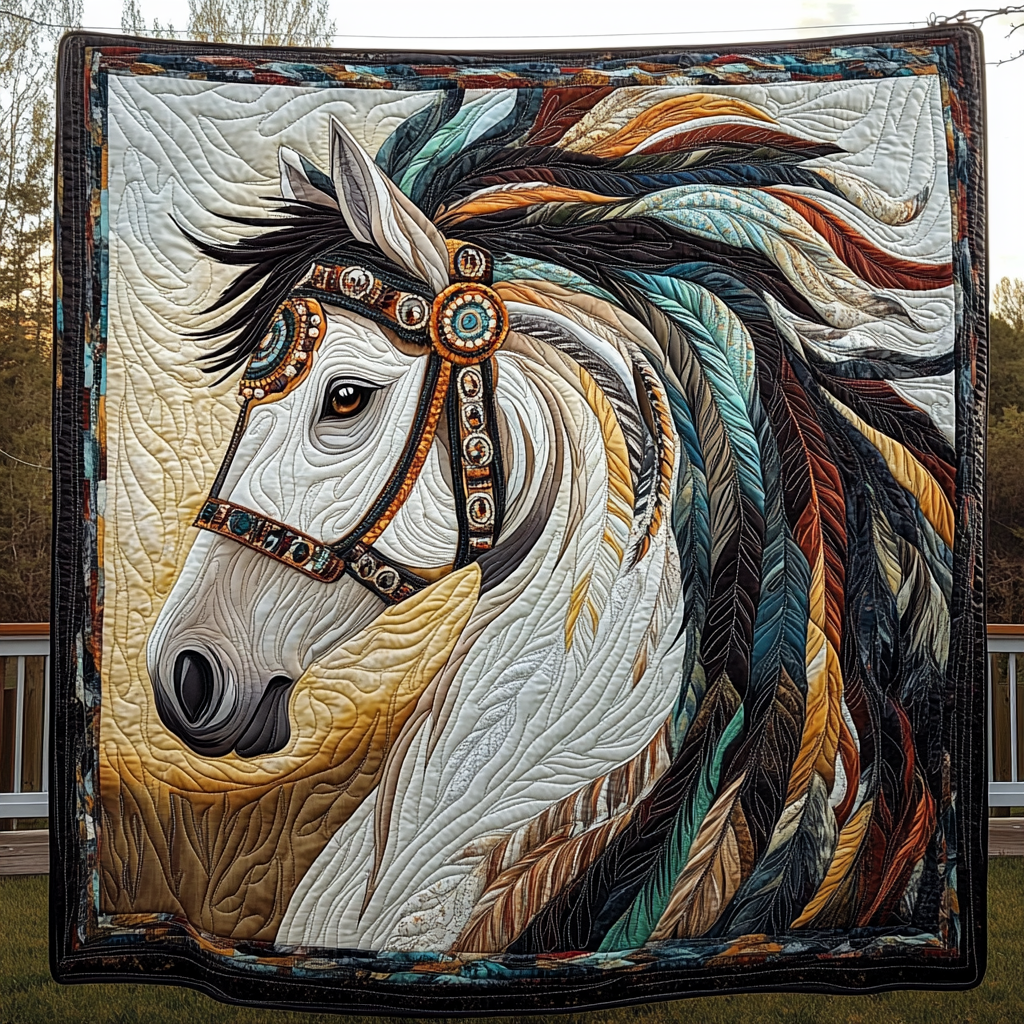 Feathered Mane Quilted Blanket - Throw (55" x 60")