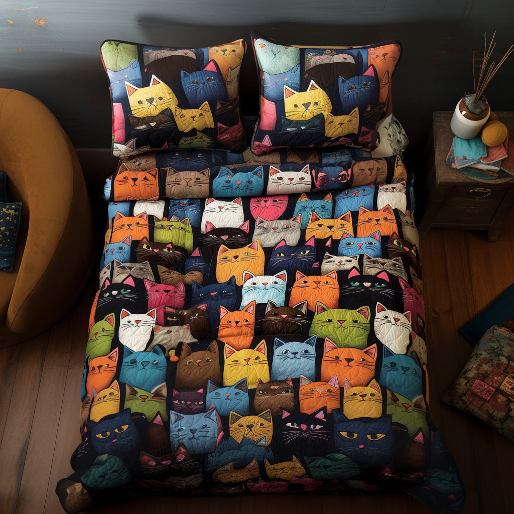 Feline Fantasy 3-Piece Quilted Bedding Set - Single (59" x 70")