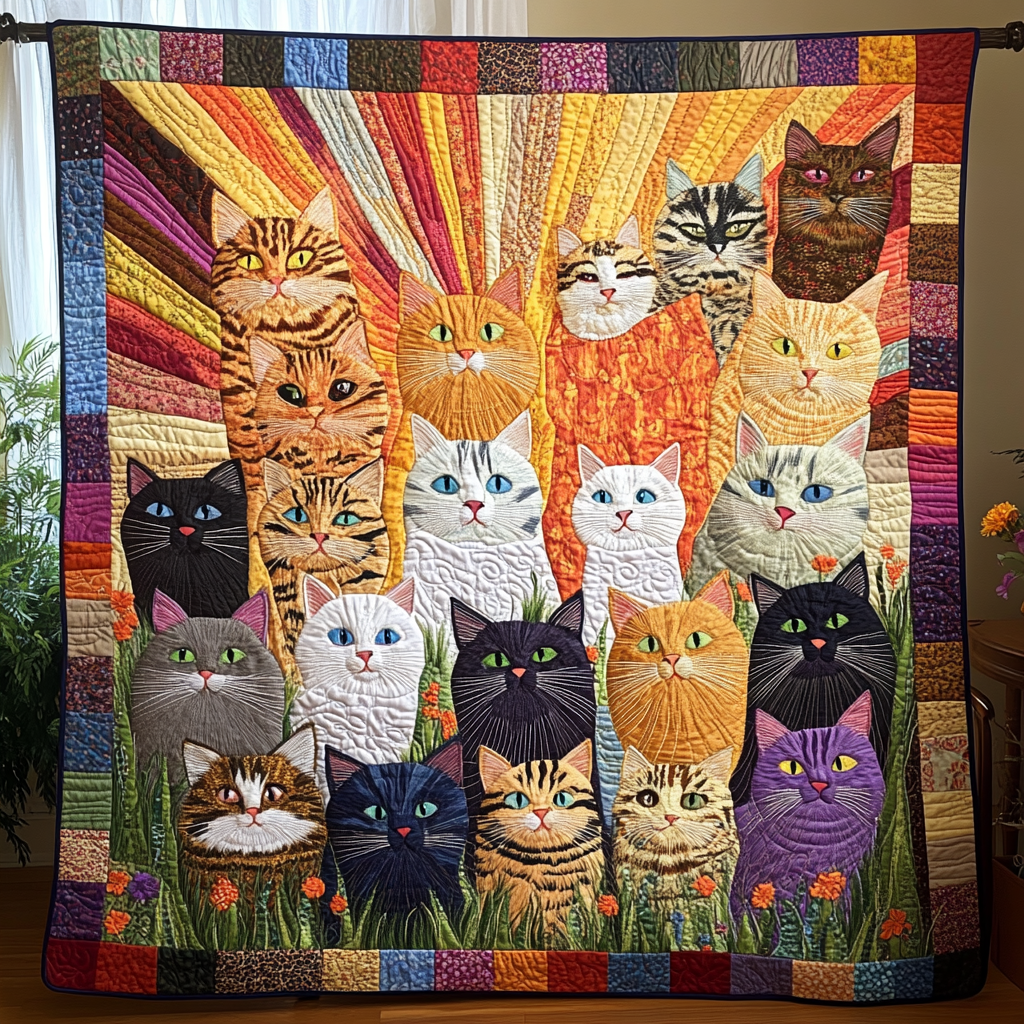 Feline Charm Quilted Blanket - Baby (30" x 40")