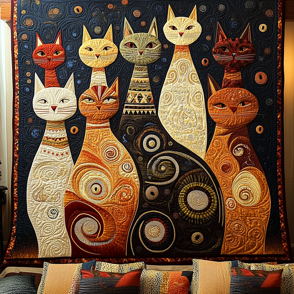 Feline Comfort Quilted Blanket - Throw (55" x 60")