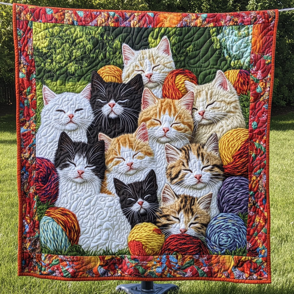 Feline Dreamland Quilted Blanket - Throw (55" x 60")