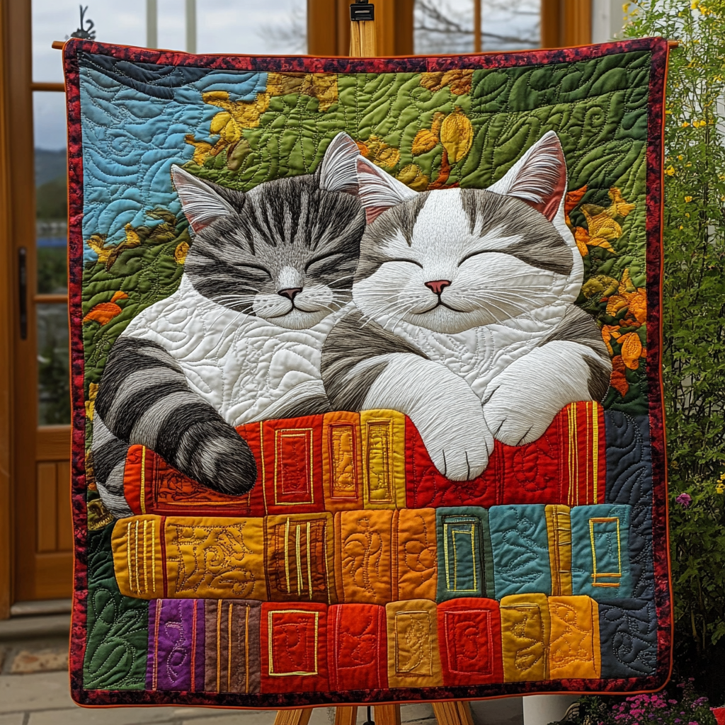 Feline Fancy Quilted Blanket - Throw (55" x 60")