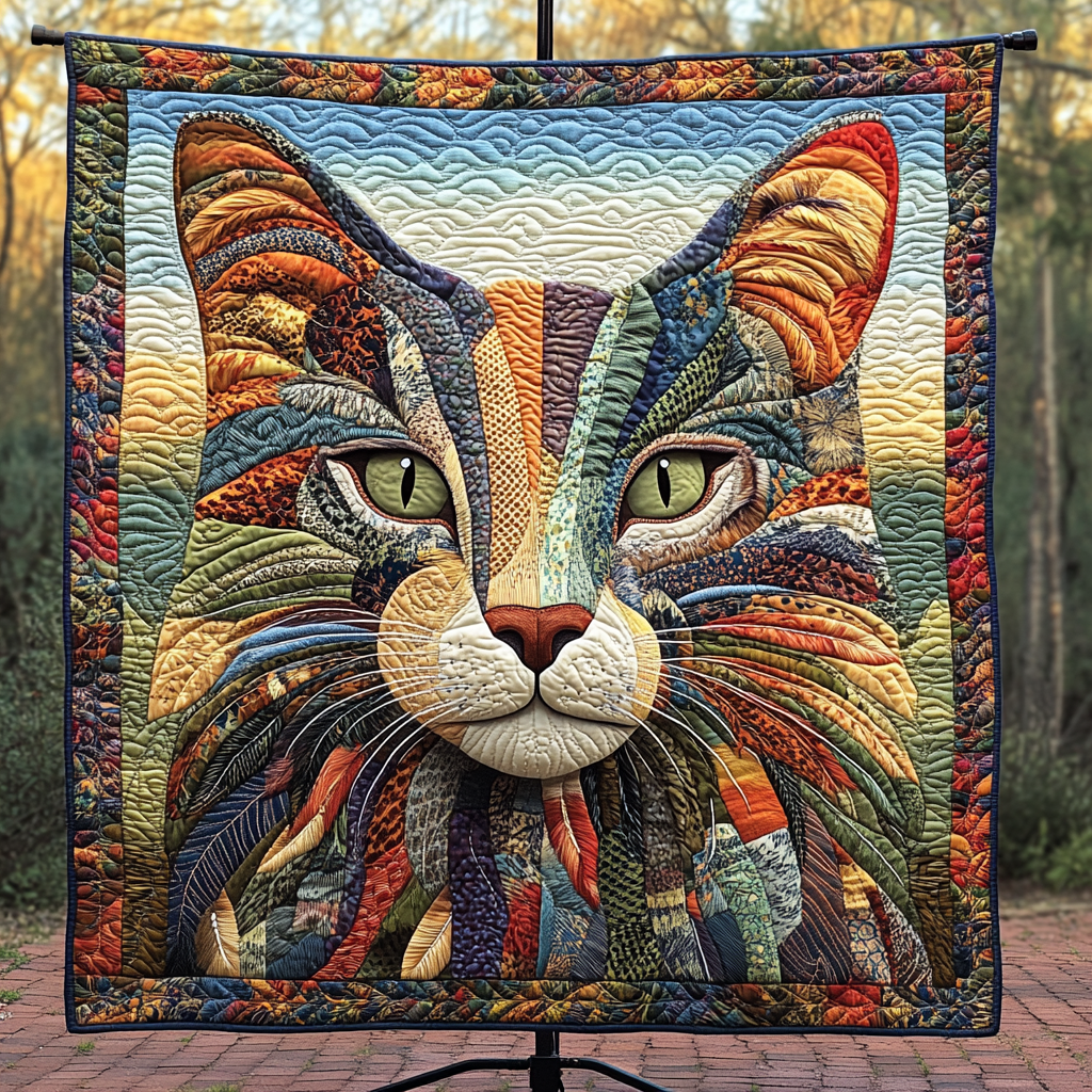 Feline Fancy Quilted Blanket - Throw (55" x 60")