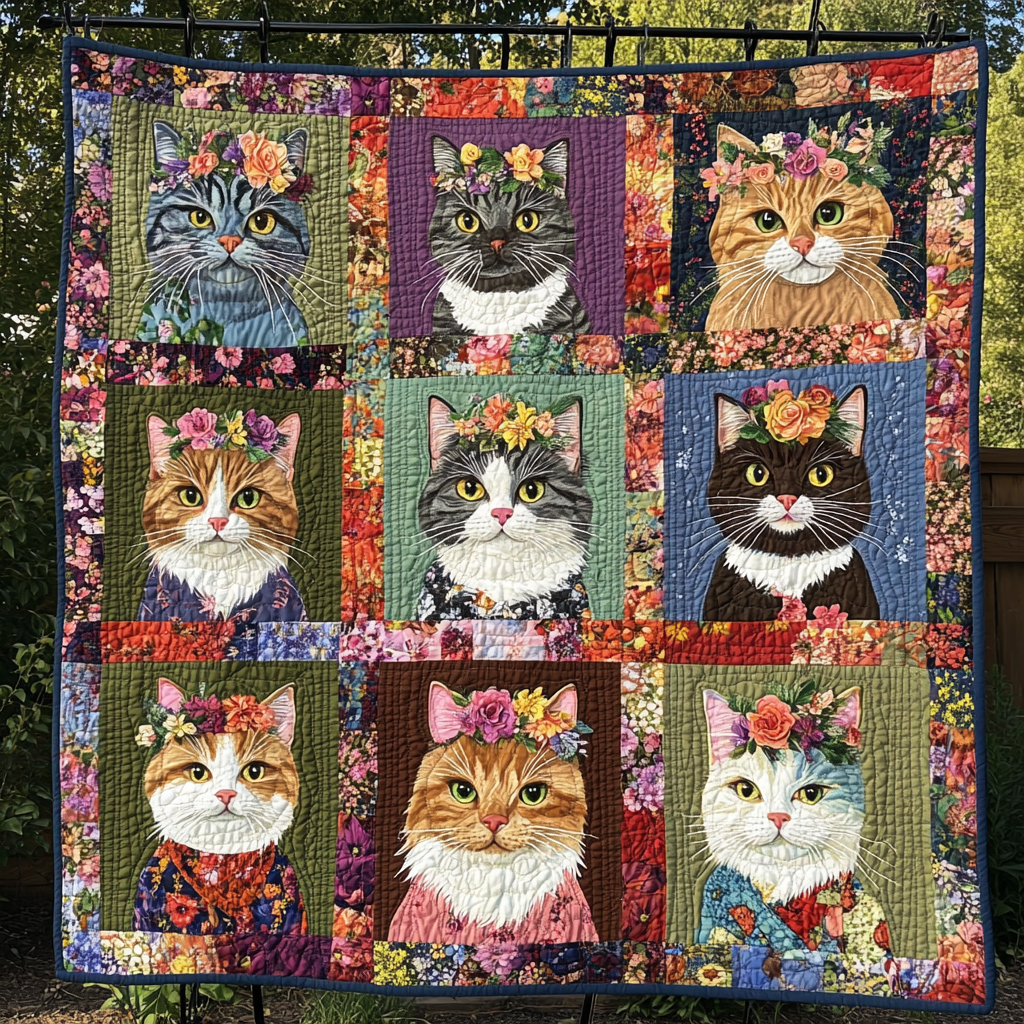 Feline Fantasia Quilted Blanket - Throw (55" x 60")