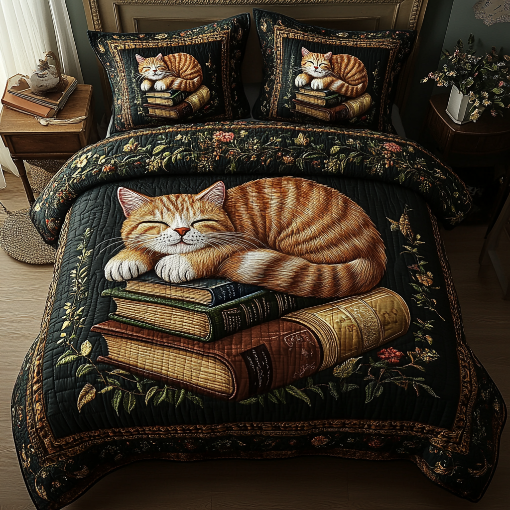 Feline Fantasy 3-Piece Quilted Bedding Set - Single (59" x 70")
