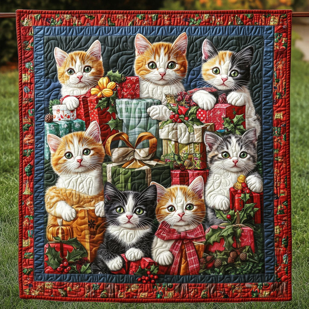 Feline Festivities Quilted Blanket - Throw (55" x 60")