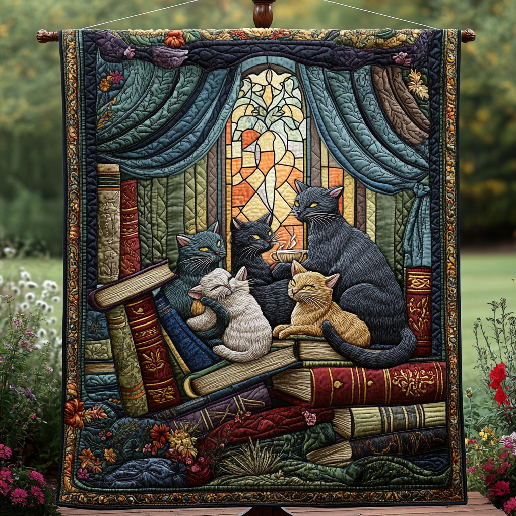 Feline Fiction Quilted Blanket - Throw (55" x 60")