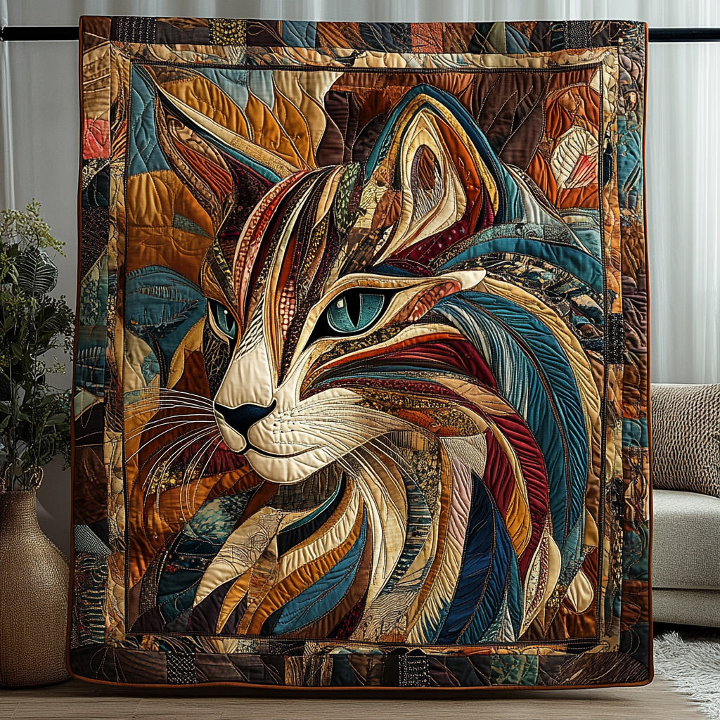 Feline Fiesta Quilted Blanket - Throw (55" x 60")