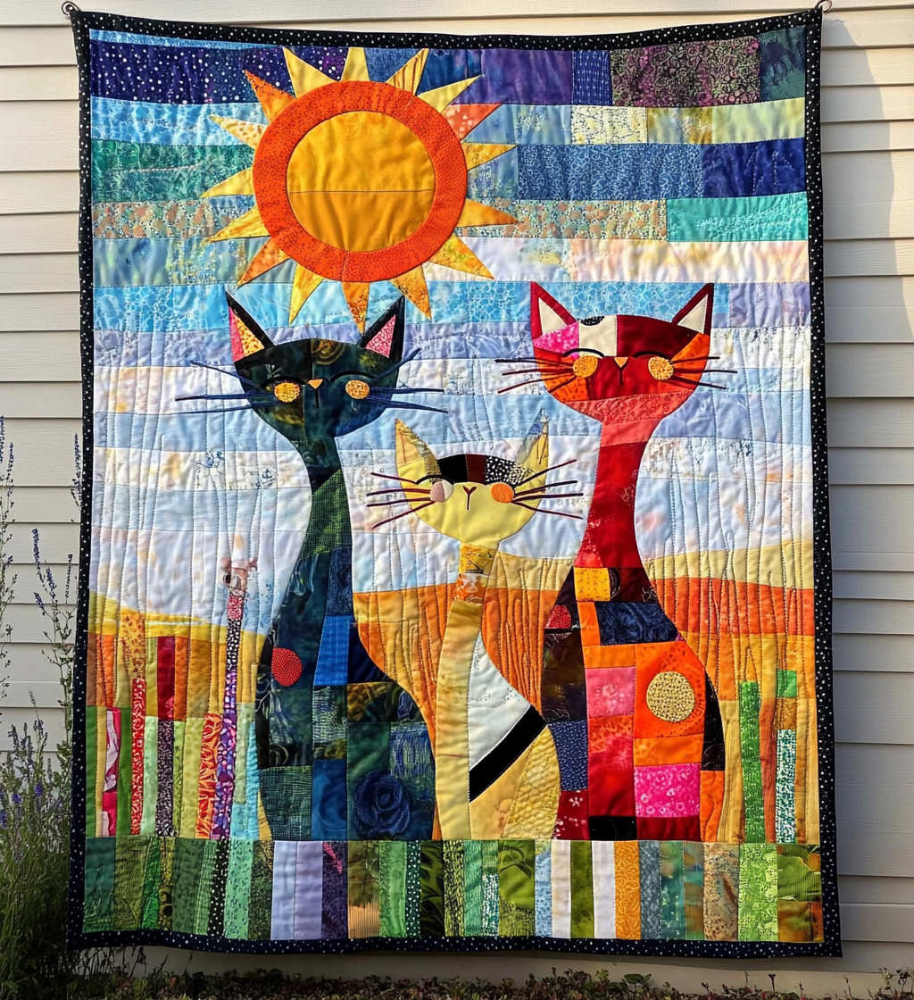 Feline Fiesta Quilted Blanket - Throw (55" x 60")