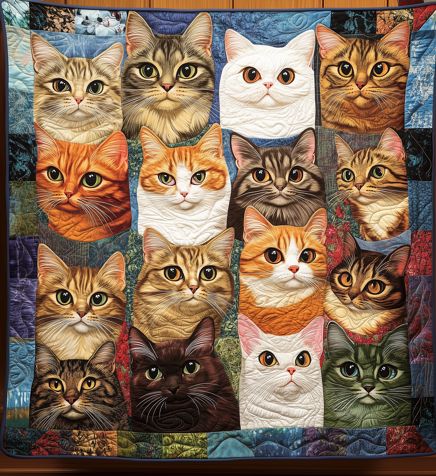 Feline Flower Quilted Blanket - Throw (55" x 60")