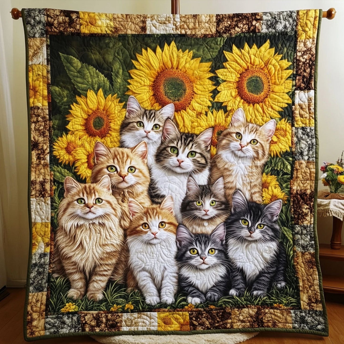 Feline Friends Forever Quilted Blanket - Throw (55" x 60")