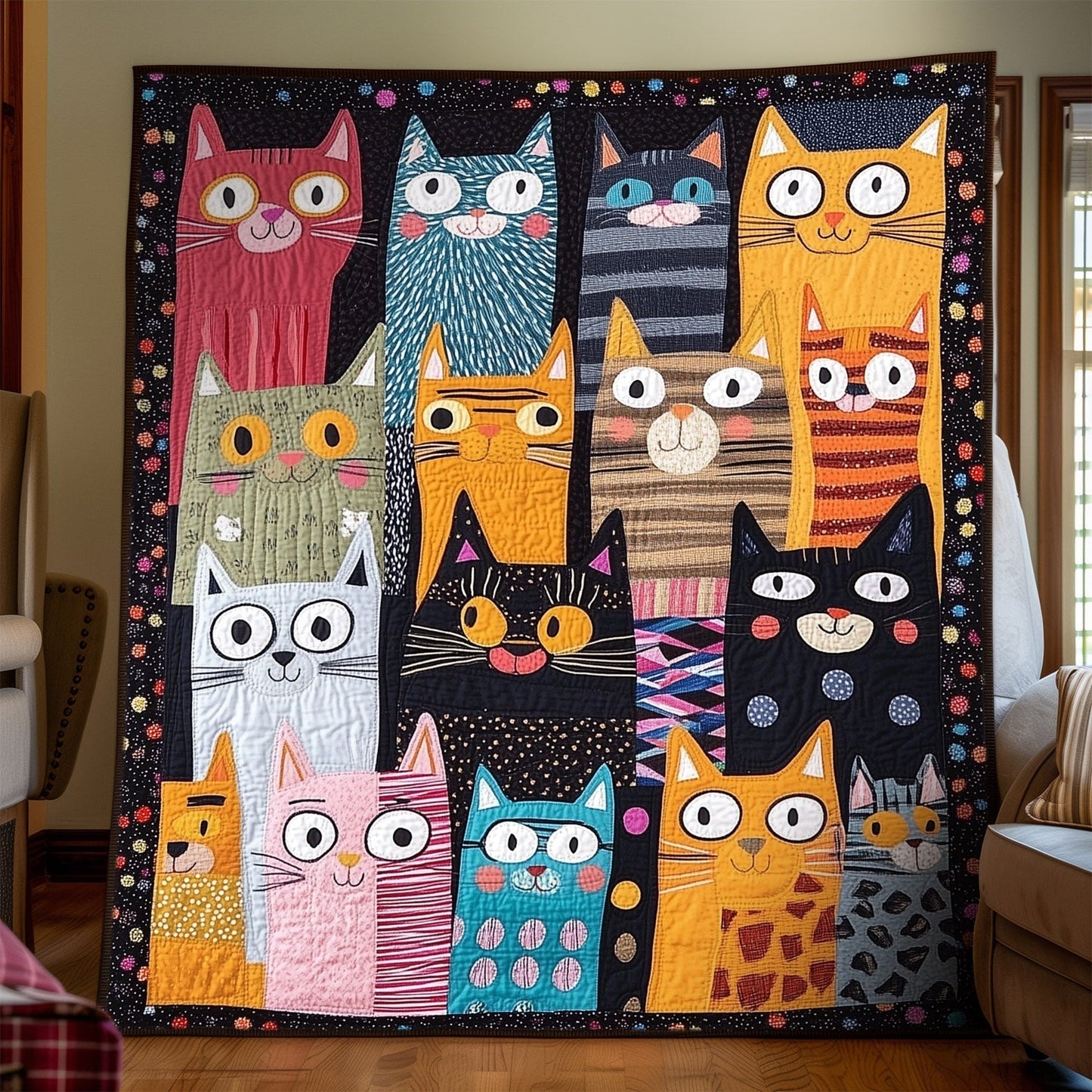 Feline Friends Forever Quilted Blanket - Throw (55" x 60")