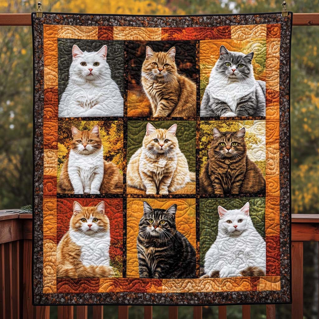 Feline Harmony Quilted Blanket - Throw (55" x 60")