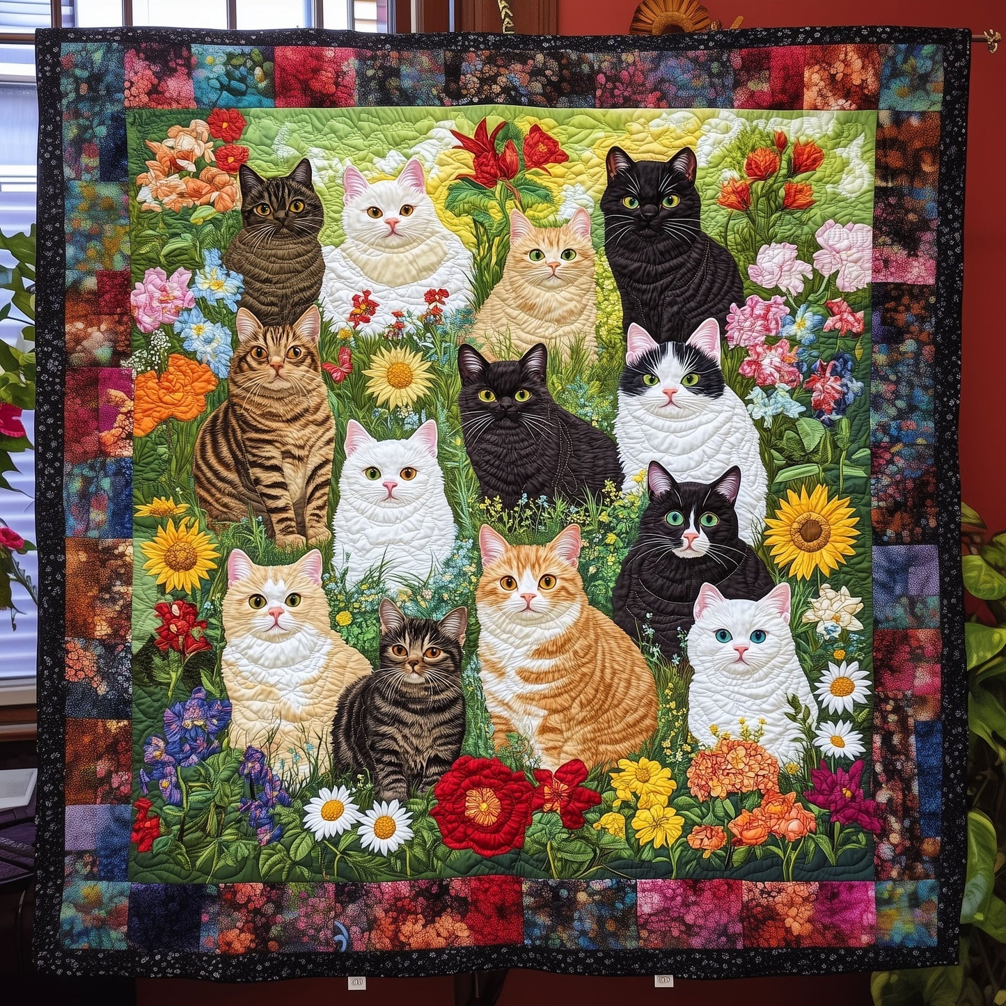 Feline Harmony Quilted Blanket - Throw (55" x 60")