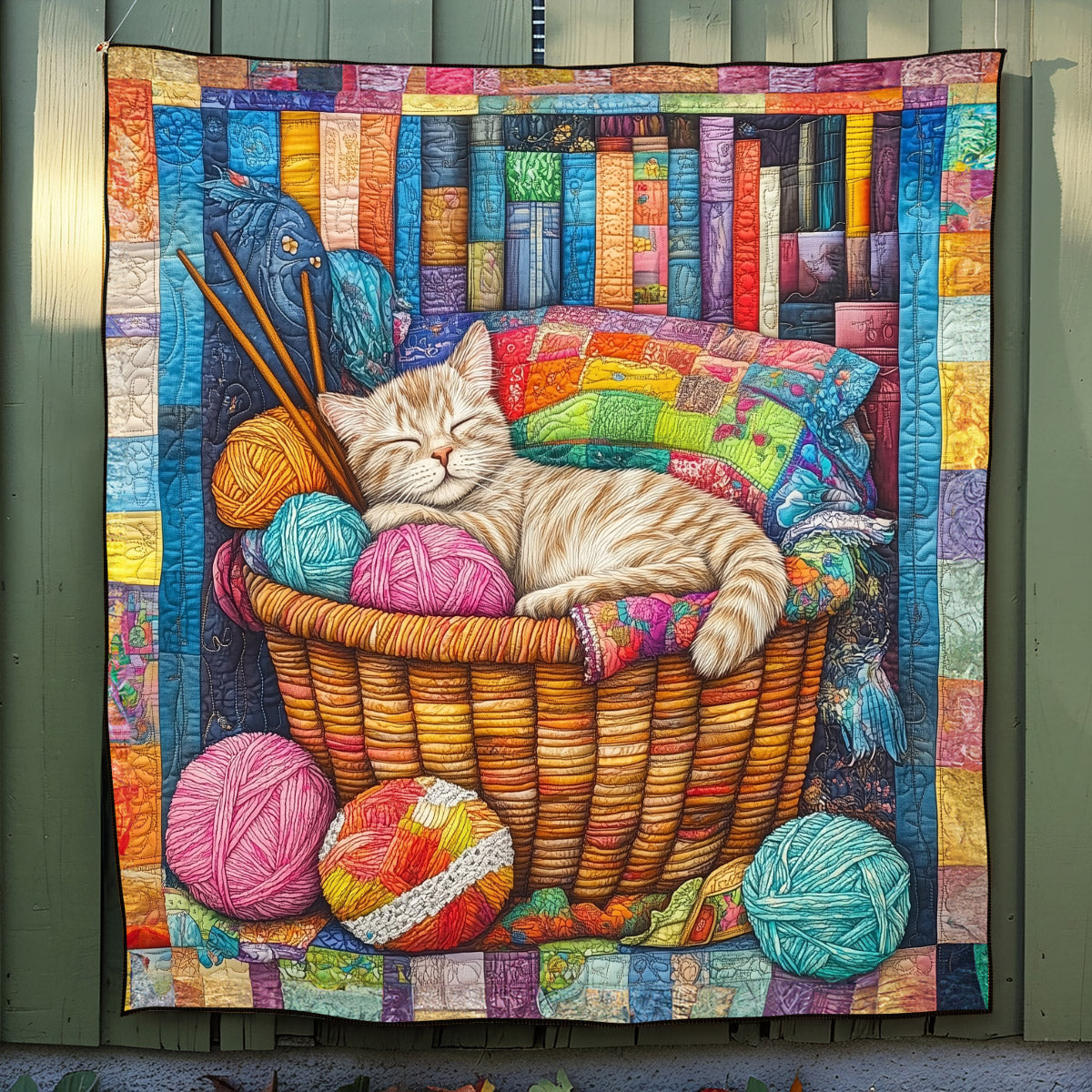 Feline Sleepytime Quilted Blanket - Throw (55" x 60")