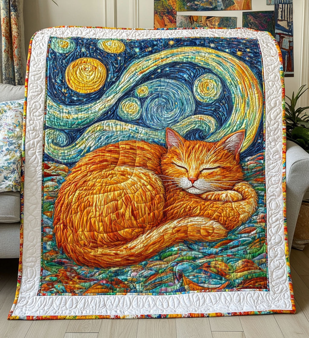 Feline Starry Dreams Quilted Blanket - Throw (55" x 60")