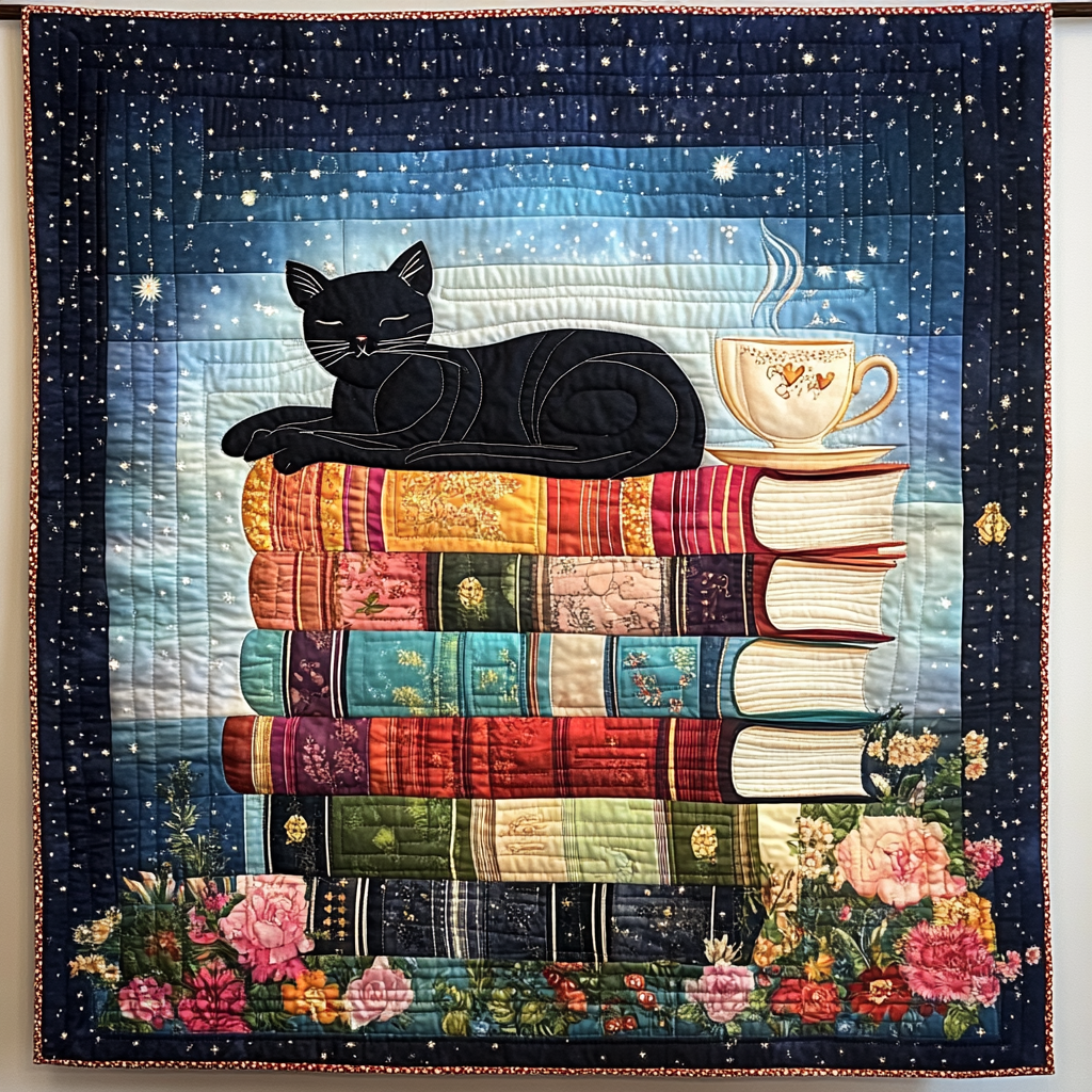 Feline Tranquility Quilted Blanket - Throw (55" x 60")
