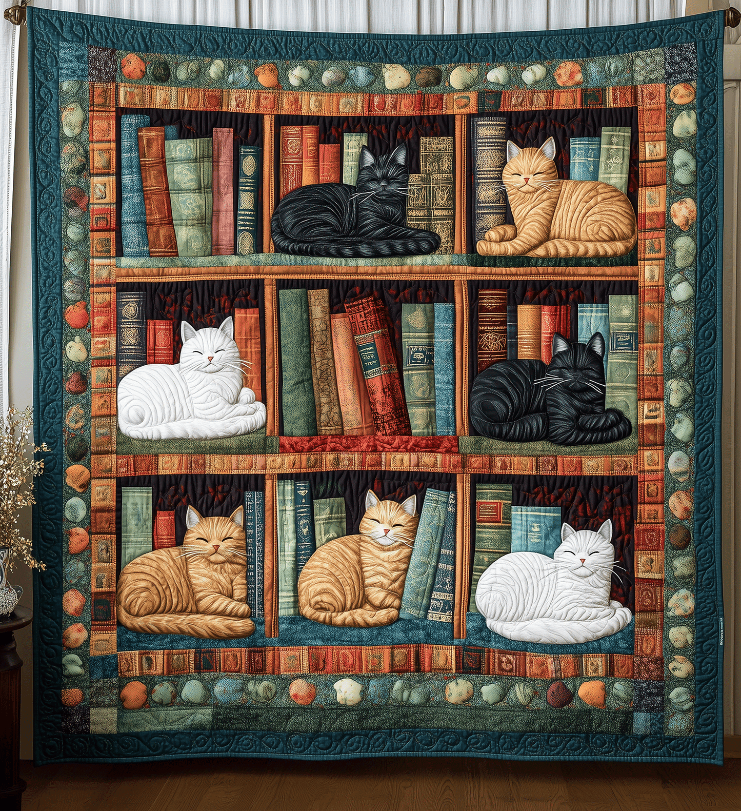 Feline and Fiction Quilted Blanket - Throw (55" x 60")