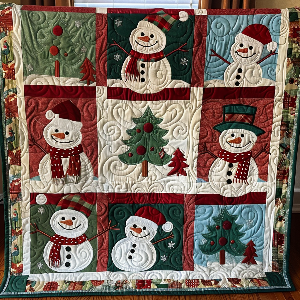 Festive Christmas Quilted Blanket - Throw (55" x 60")