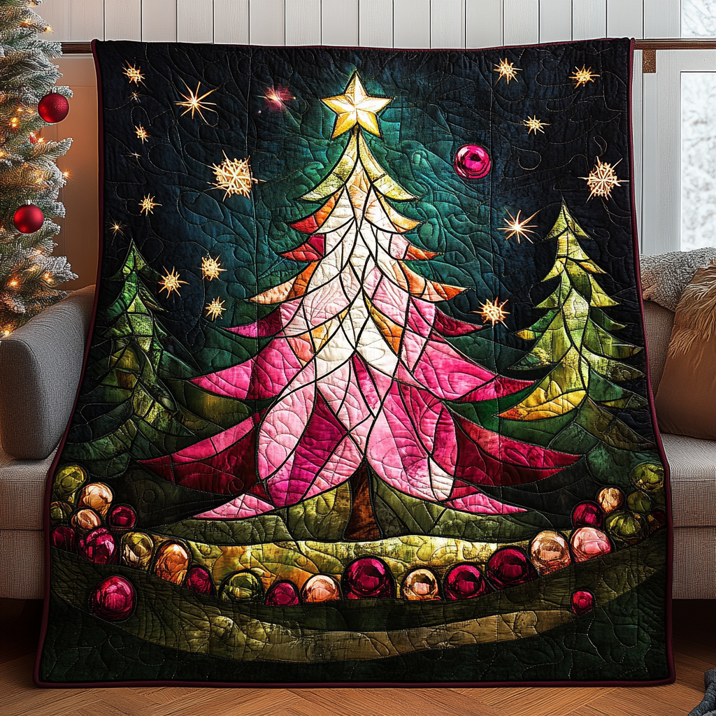 Festive Glass Tree Quilted Blanket - Baby (30" x 40")