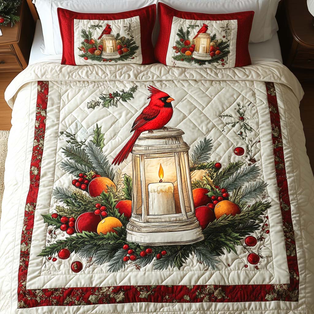 Festive Lantern 3-Piece Quilted Bedding Set - Single (59" x 70")