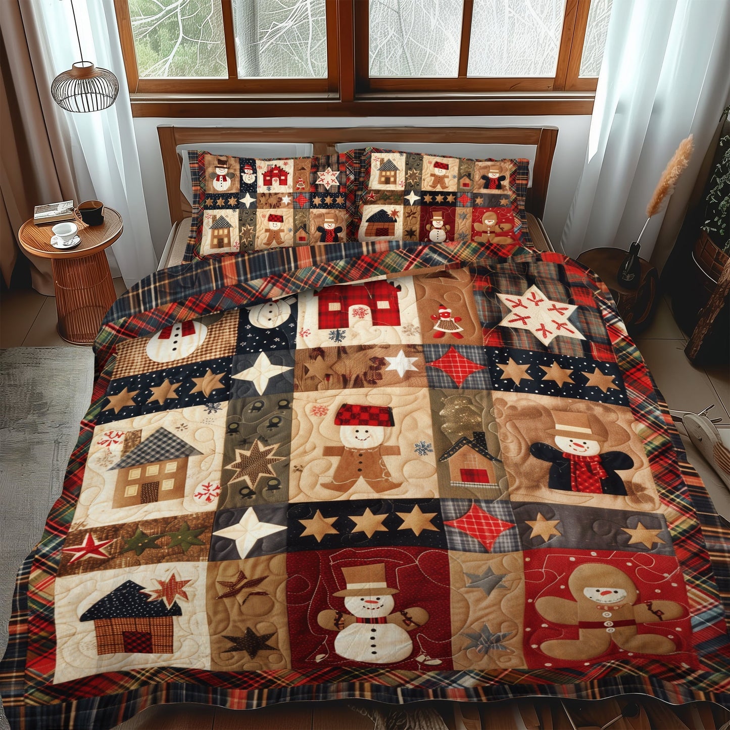 Festive Patchwork 3-Piece Quilted Bedding Set - Single (59" x 70")