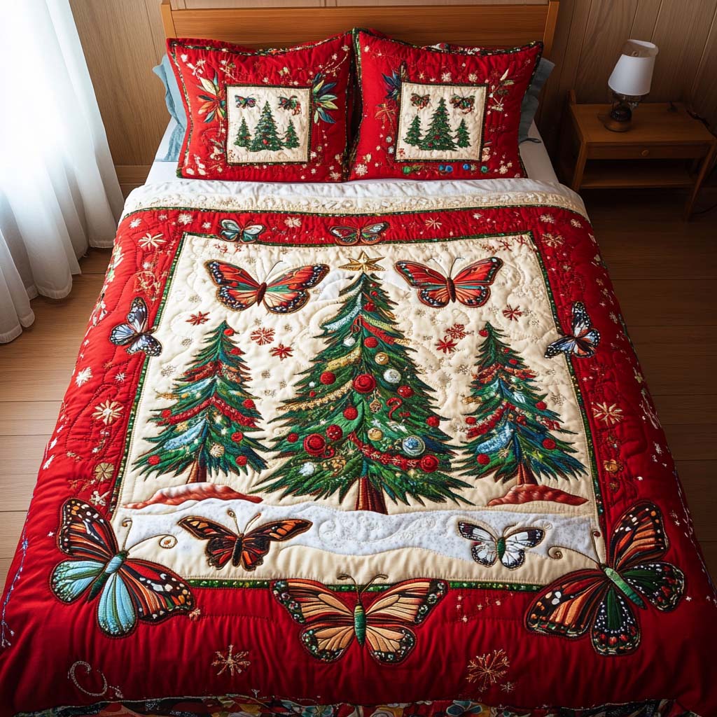 Festive Wings 3-Piece Quilted Bedding Set - Single (59" x 70")