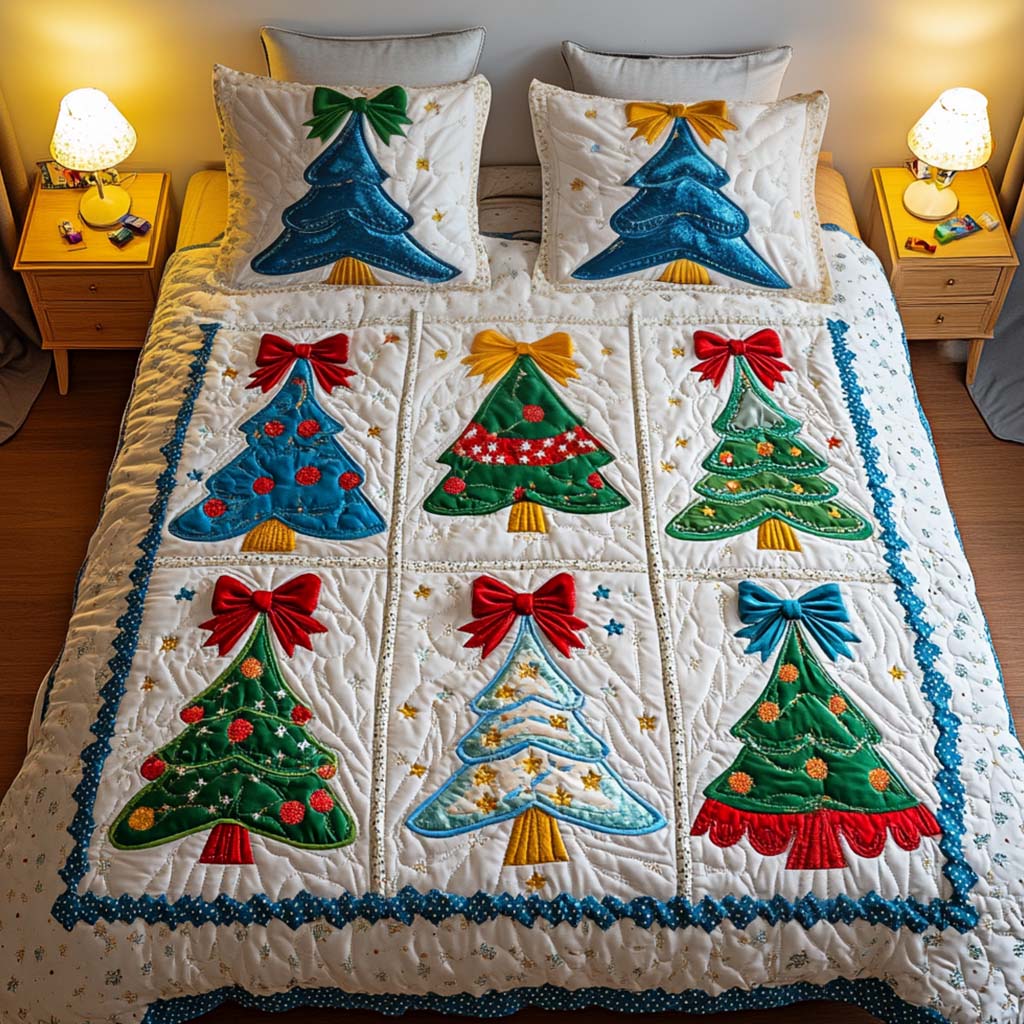 Festive Bloom 3-Piece Quilted Bedding Set - Single (59" x 70")
