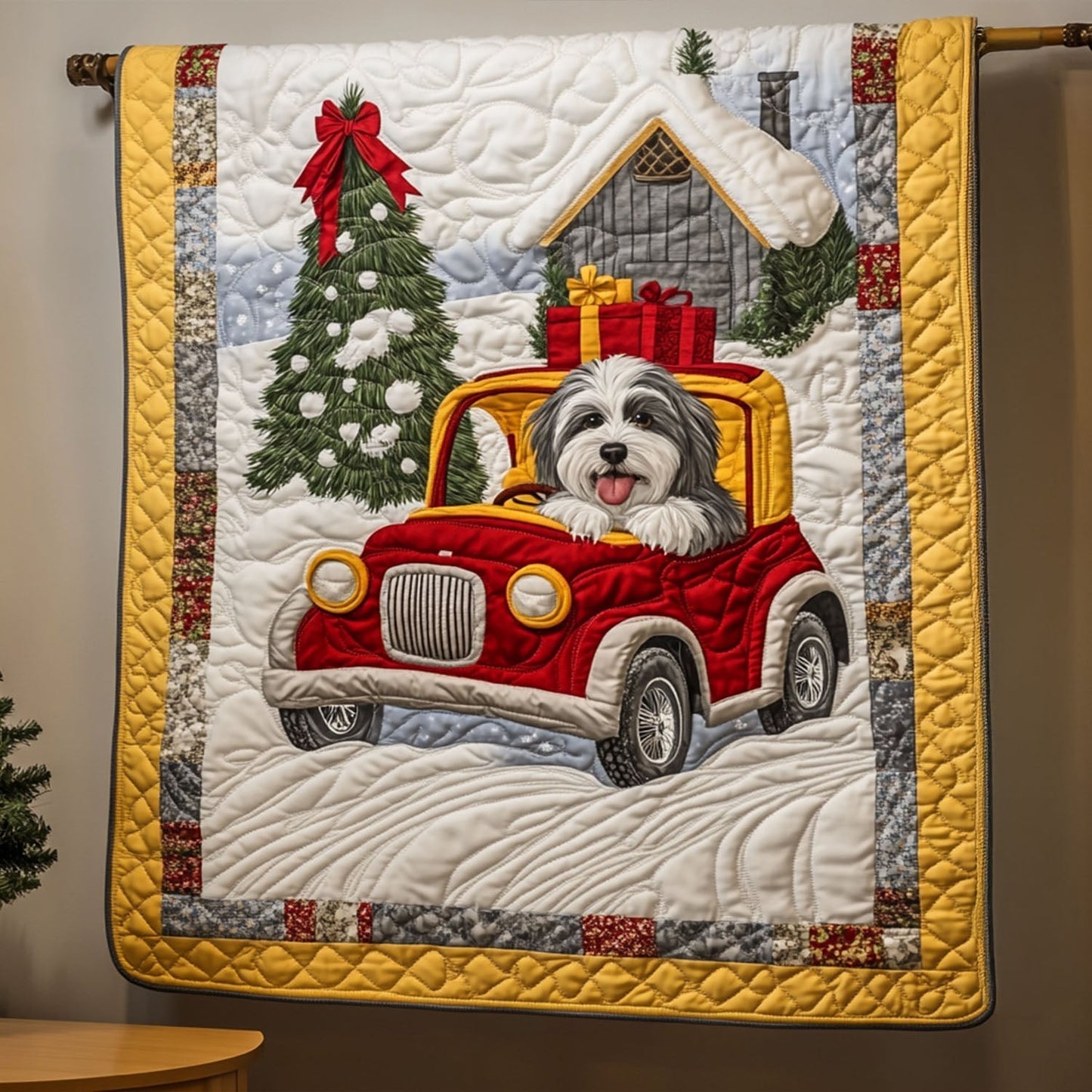 Festive Canine Charm Quilted Blanket - Throw (55" x 60")