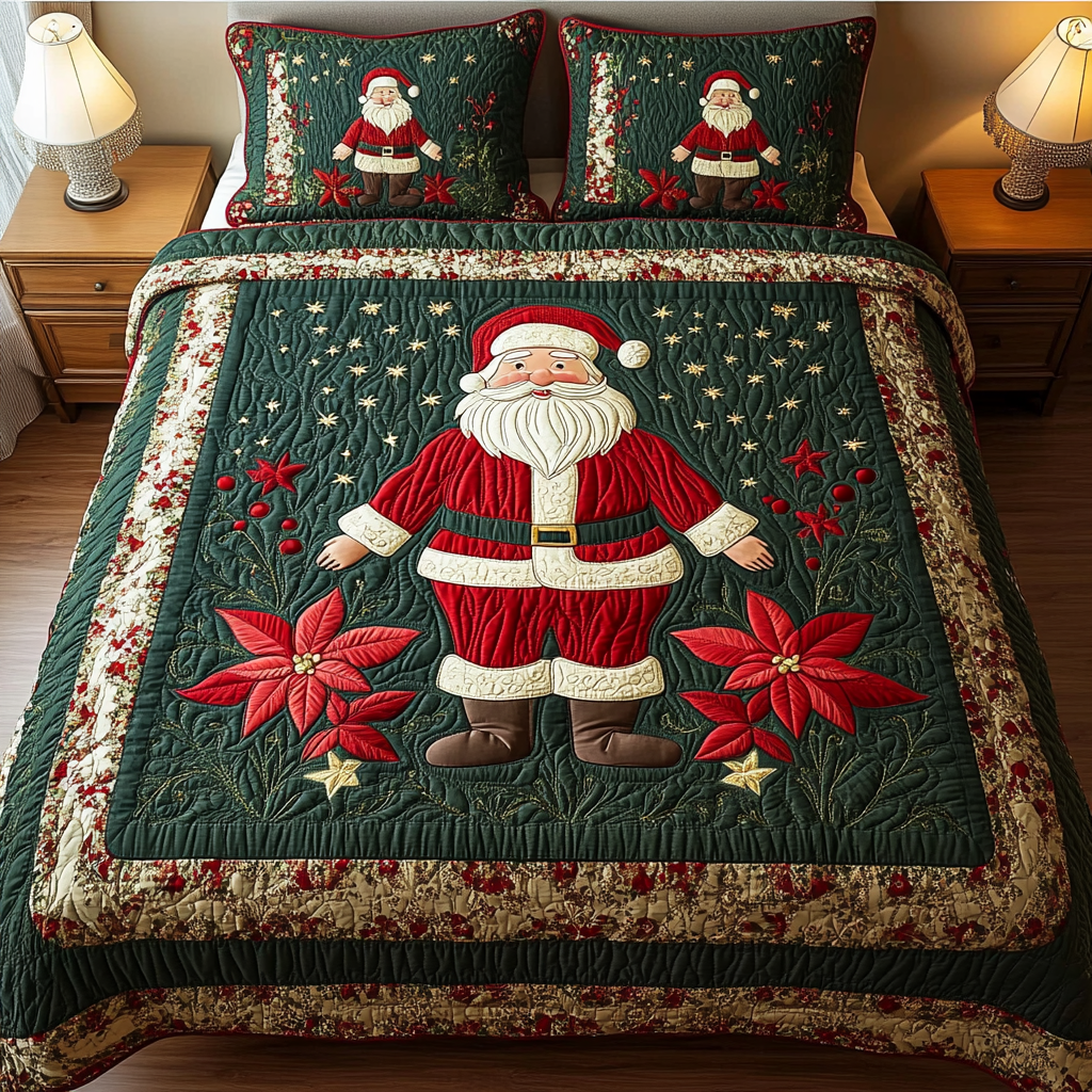 Festive Claus Magic 3-Piece Quilted Bedding Set - Single (59" x 70")