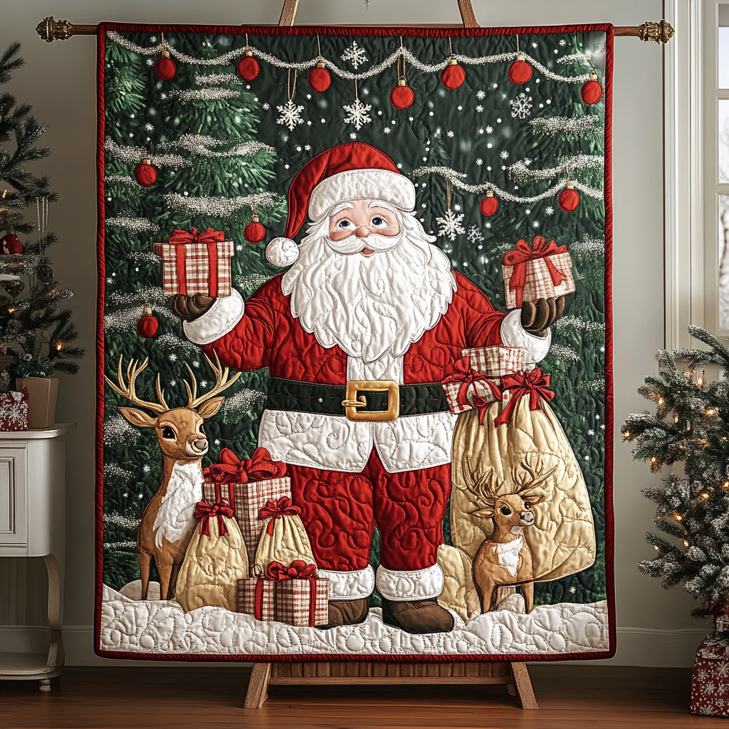 Festive Claus Quilted Blanket - Throw (55" x 60")