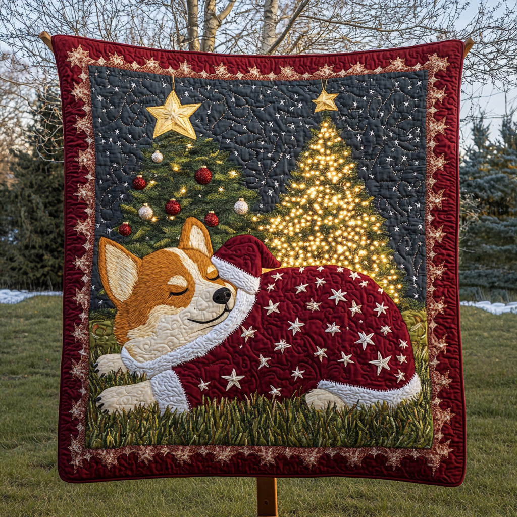Festive Corgi Dreams Quilted Blanket - Throw (55" x 60")