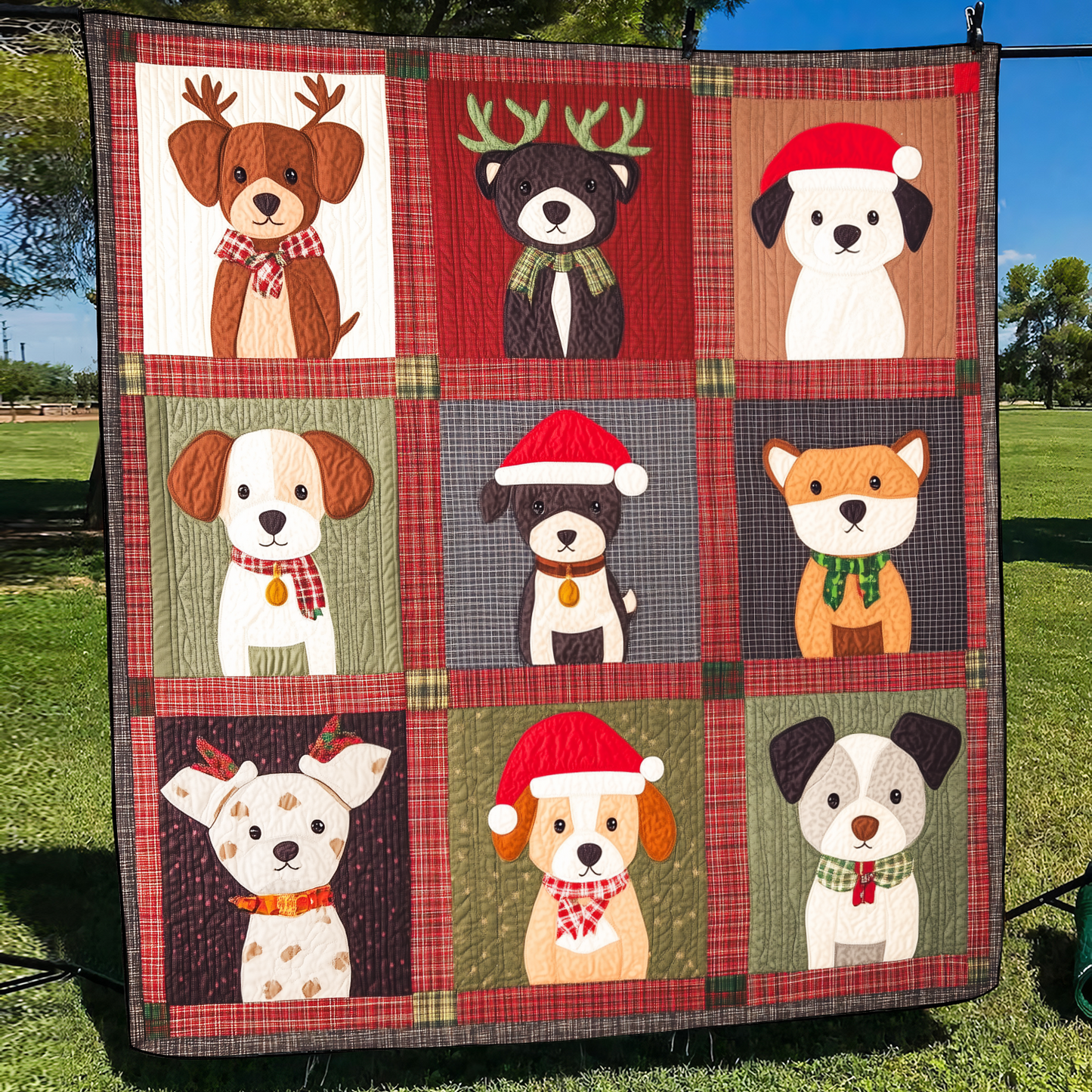 Festive Dog Fun Quilted Blanket - Throw (55" x 60")