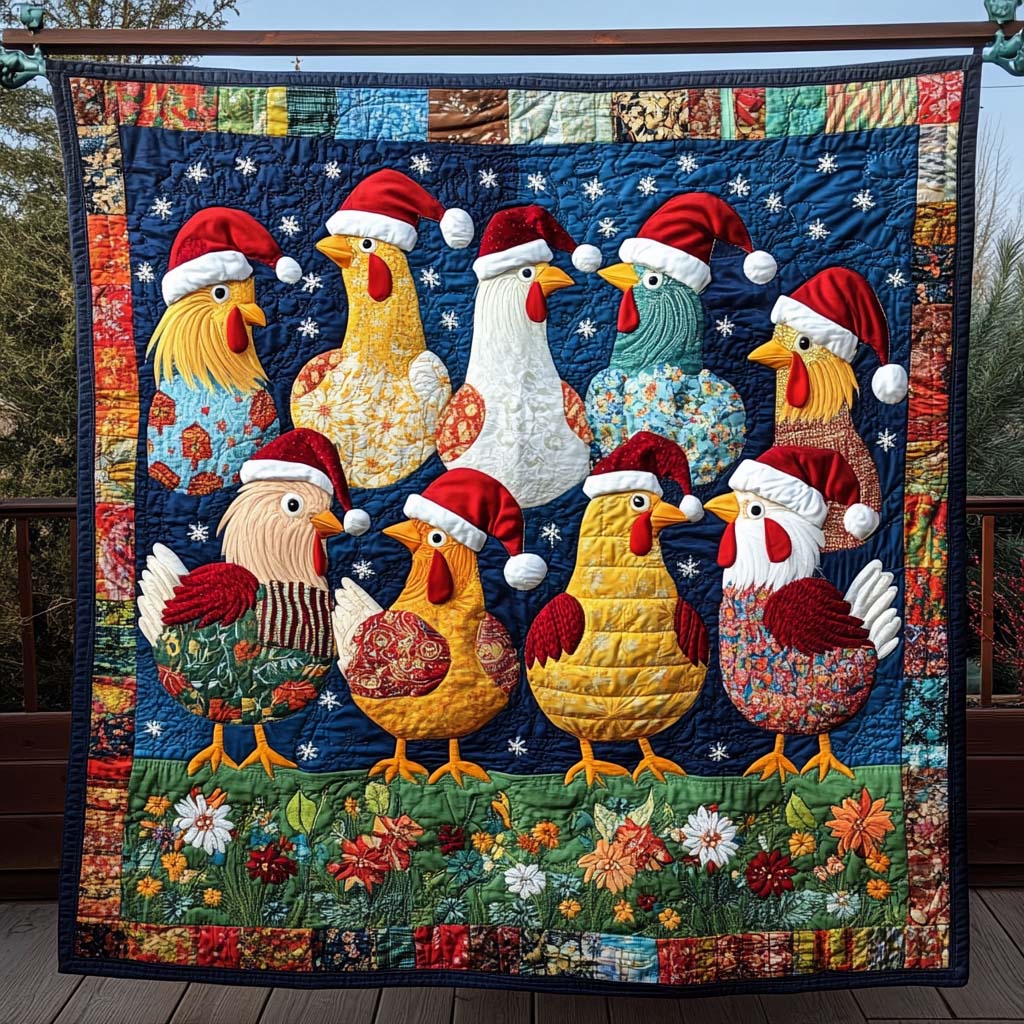 Festive Feathers Quilted Blanket - Throw (55" x 60")