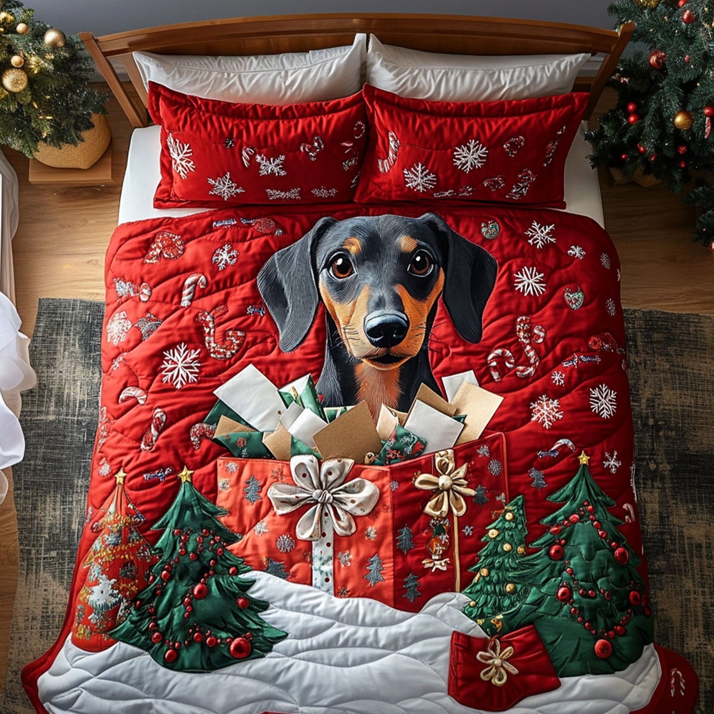 Festive Frankie 3-Piece Quilted Bedding Set - Single (59" x 70")