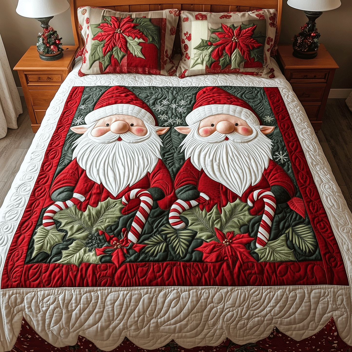 Festive Gnome 3-Piece Quilted Bedding Set - Single (59" x 70")