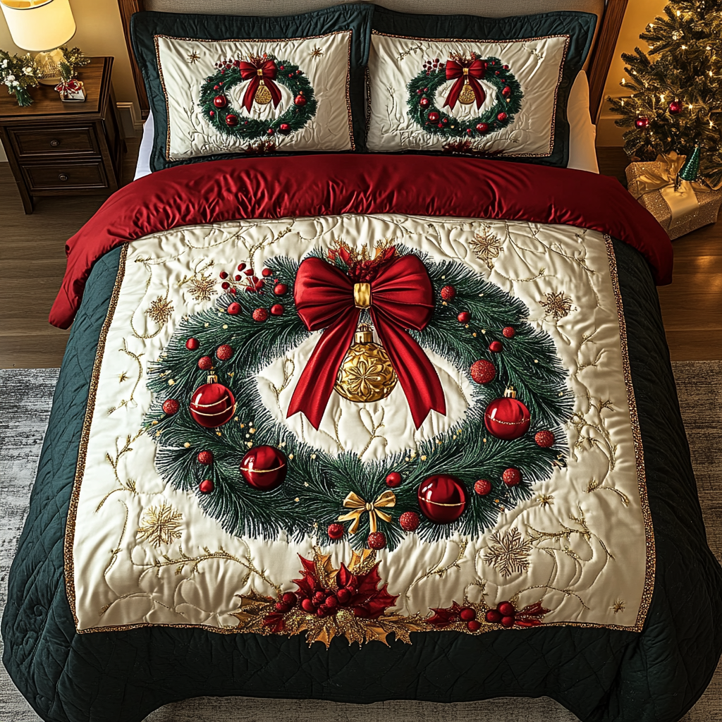 Festive Jewel Elegance 3-Piece Quilted Bedding Set - Single (59" x 70")
